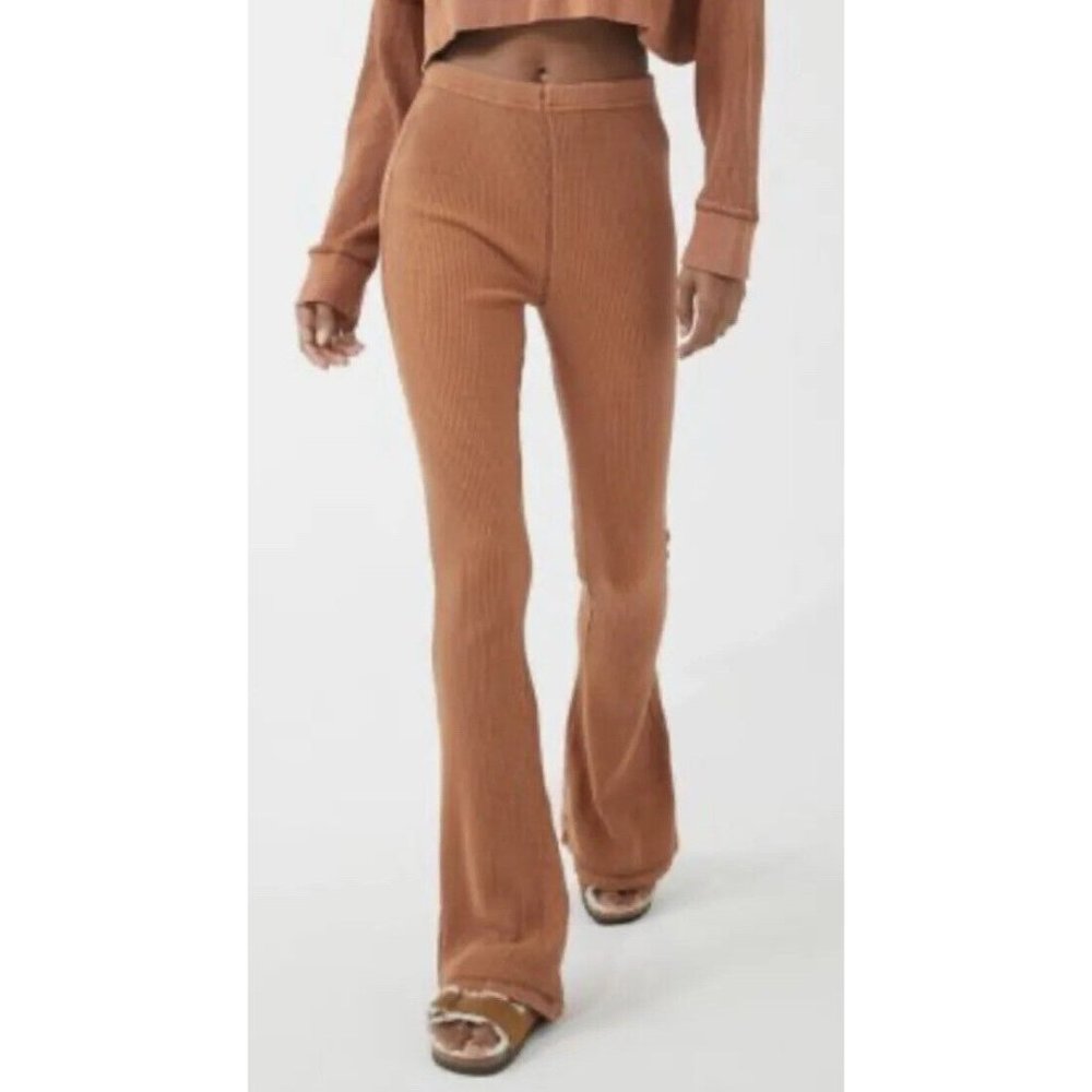 Urban Outfitters M Out from Under Felicity High Rise Waffle Flare Pants‎ Thermal